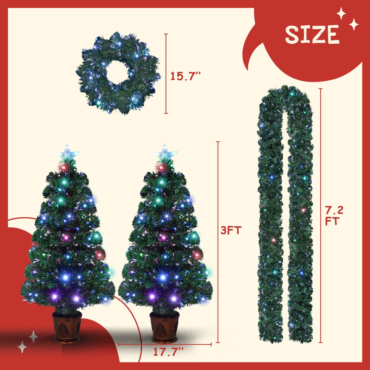 4-piece Christmas artificial tree set