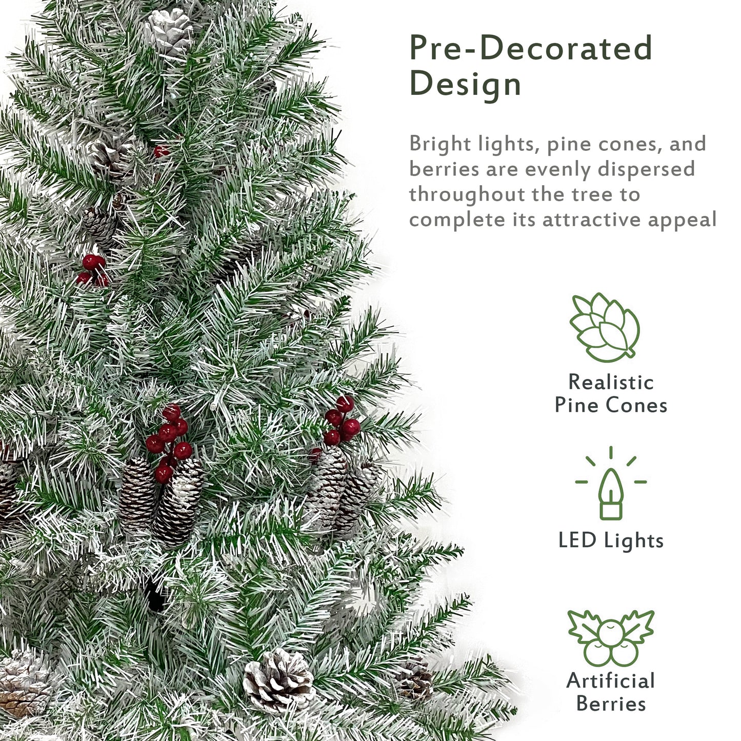 Xmas Tree Artificial Christmas 4-Piece Set,Garland, Wreath and Set of 2 Entrance Trees X-mas