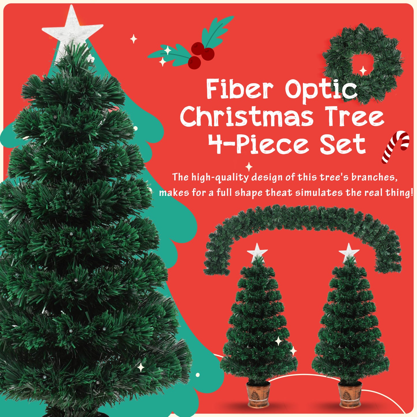 4-piece Christmas artificial tree set