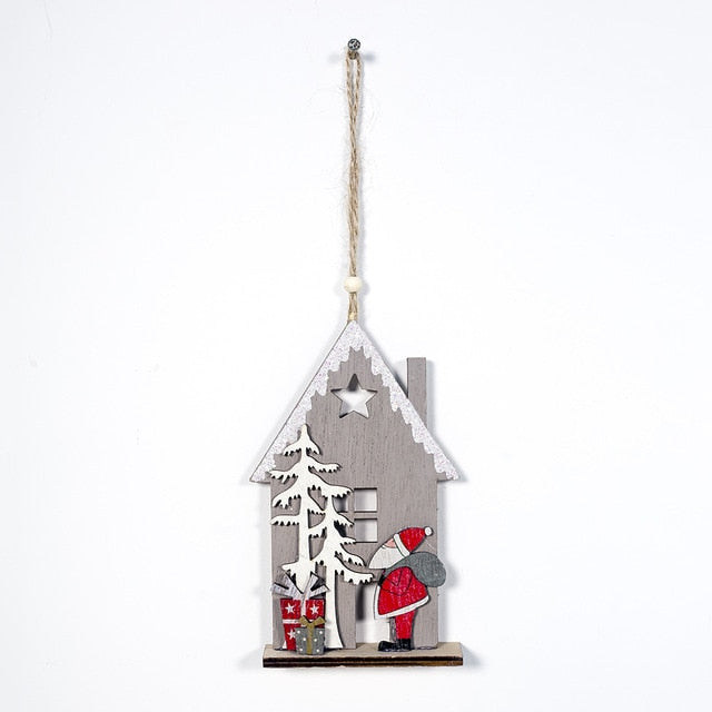 Creative wooden hollow colorful house christmas