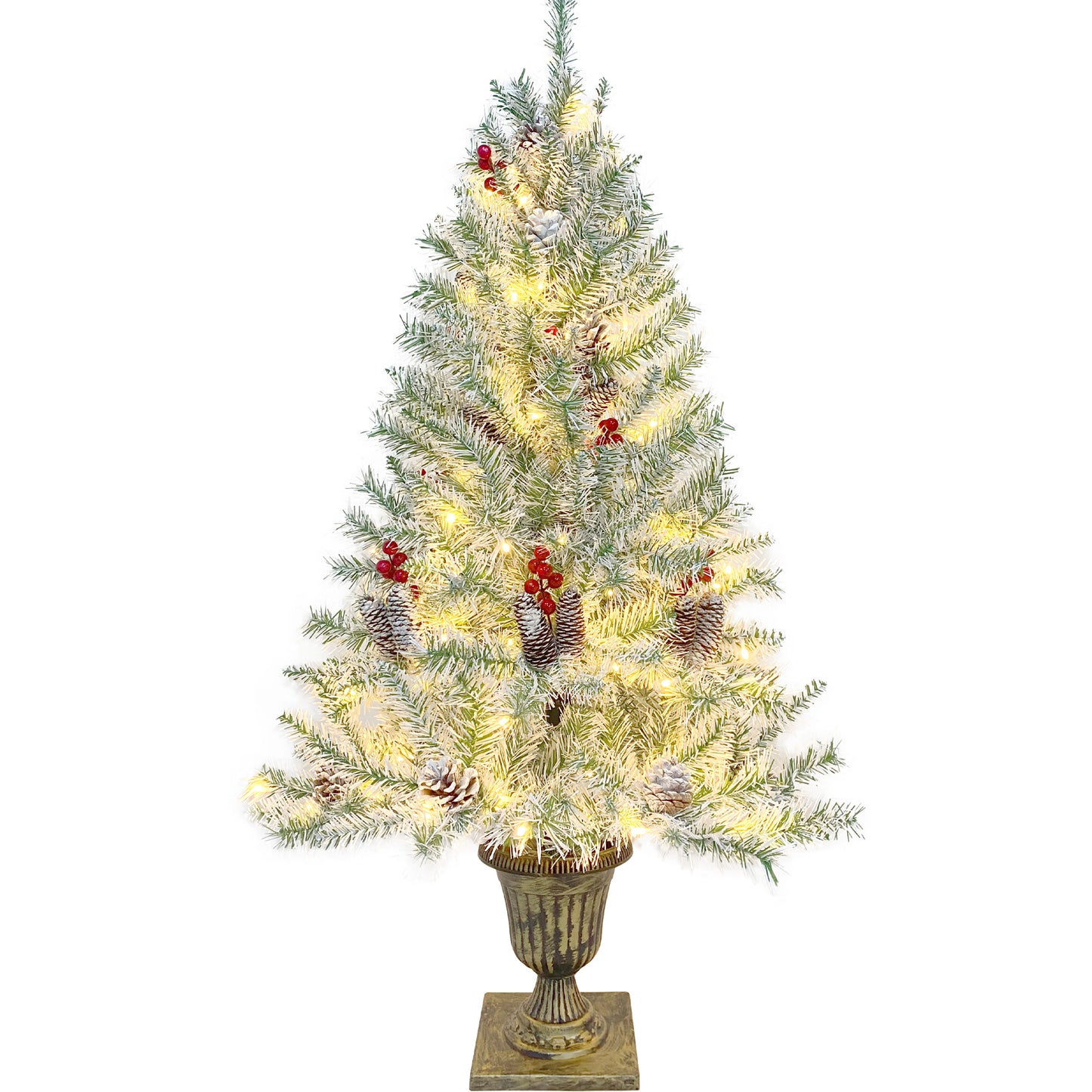 Xmas Tree Artificial Christmas 4-Piece Set,Garland, Wreath and Set of 2 Entrance Trees X-mas