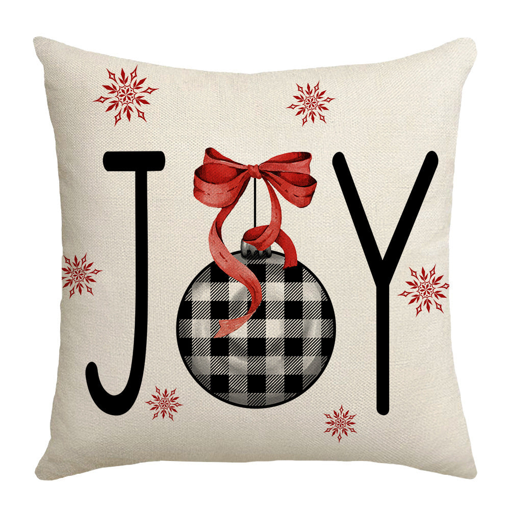 Grid Christmas linen pillowcase