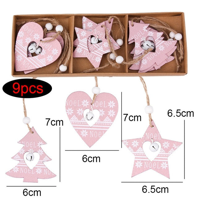 1 SET DIY Creative Wooden Printed Christmas Pendants Decorations