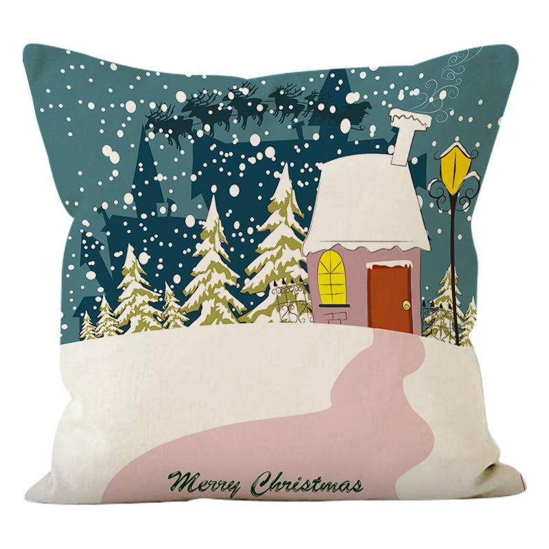 Christmas snowman linen pillowcase