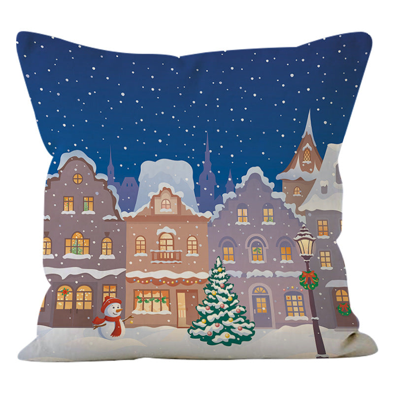 Christmas snowman linen pillowcase