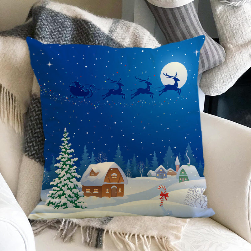 Christmas snowman linen pillowcase