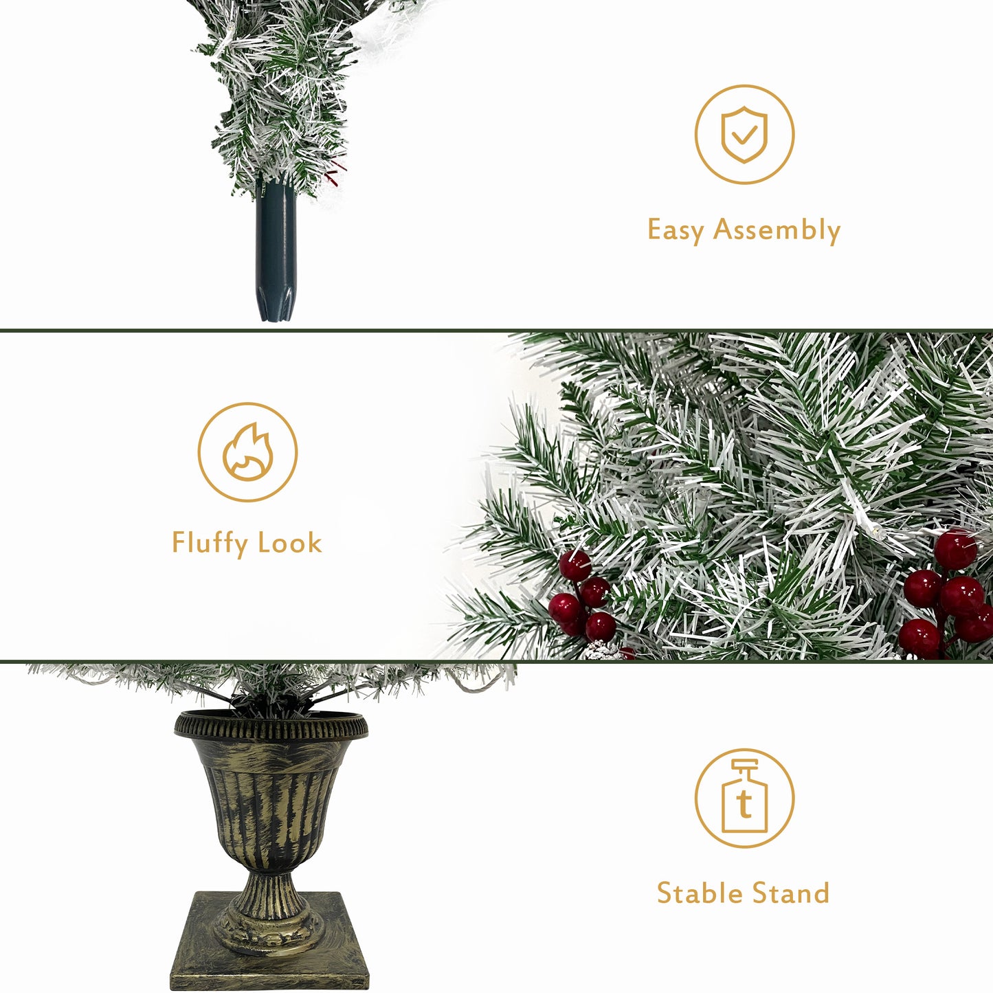 Xmas Tree Artificial Christmas 4-Piece Set,Garland, Wreath and Set of 2 Entrance Trees X-mas