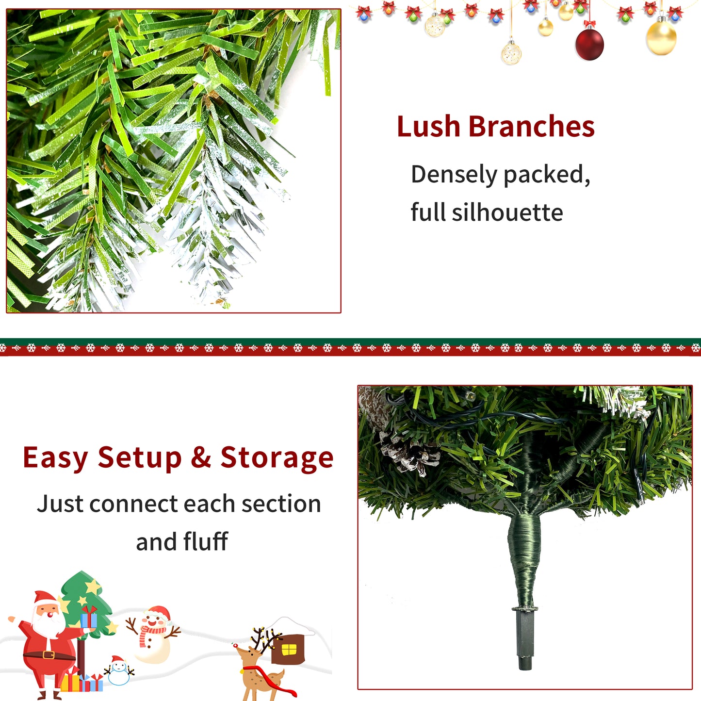 Christmas Tree Artificial Christmas 4-piece Set, including flower wreath, flower wreath, and 2 entrance trees, with LED lights