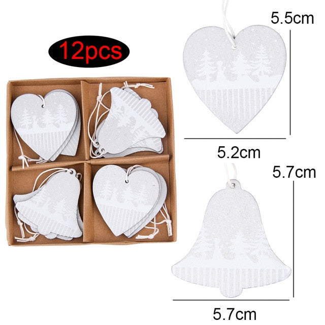 1 SET DIY Creative Wooden Printed Christmas Pendants Decorations